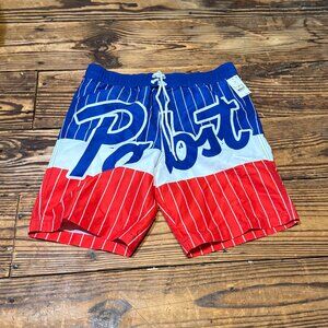 NEW Pabst Blue Ribbon Swim Trunks Board Shorts Men Size Small Red White Blue NWT